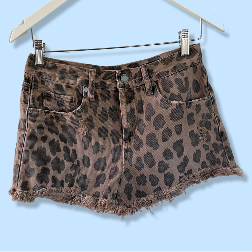 (SOLD) Blank NYC Cut-off Denim Shorts, sassy leopard print